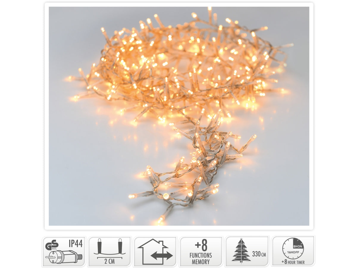 Luci di Natale 1800 LED extra caldo 36 m filo trasparente