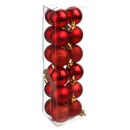 Palline di Natale rosse Ø 3 cm – set da 18