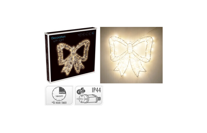 Fiocco natalizio luminoso 38 × 33 cm con 500 LED e timer
