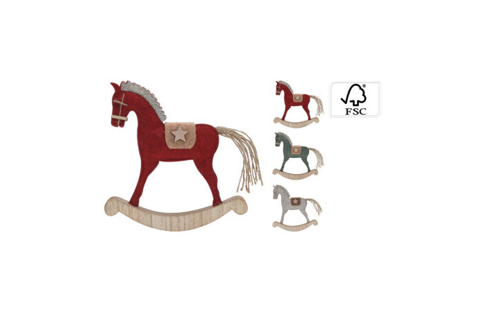 Cavallo a dondolo natalizio in feltro 22 cm – Koopman