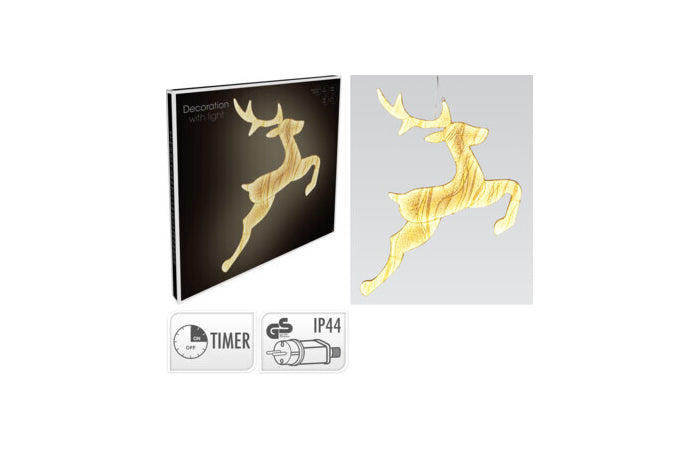 Renna natalizia luminosa oro 79 × 73 cm con 540 LED
