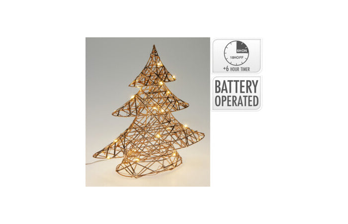 Albero natalizio champagne 30 cm con 20 LED e timer