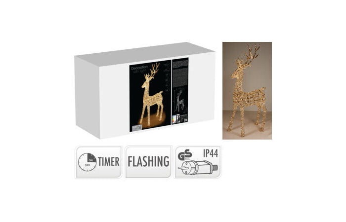 Renna natalizia luminosa oro 270 cm con 5200 LED e timer