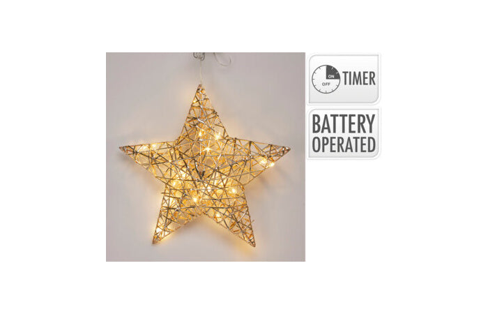 Stella natalizia champagne 30 cm con 20 LED e timer