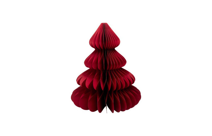 Albero natalizio in carta rossa a nido d’ape 20 cm