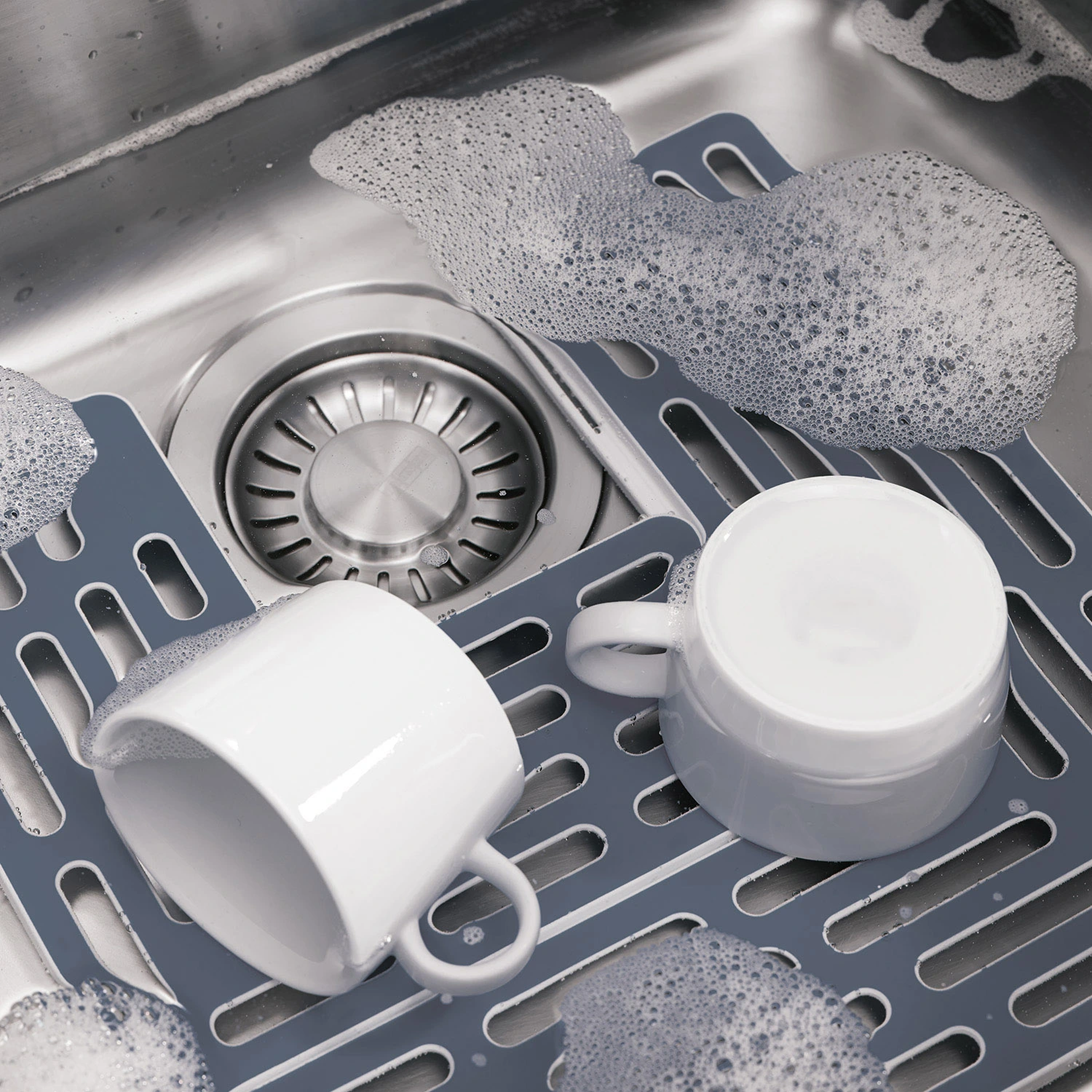 Tappetino protettivo regolabile per lavello in TPR/ABS grigio – Sink Saver