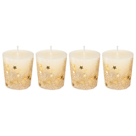 Candele votive natalizie oro con stelle – set da 4