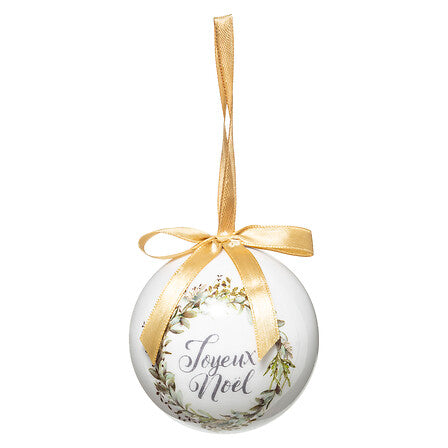 Pallina di Natale Joyeux Noël con fiocco oro – Ø 7,5 cm
