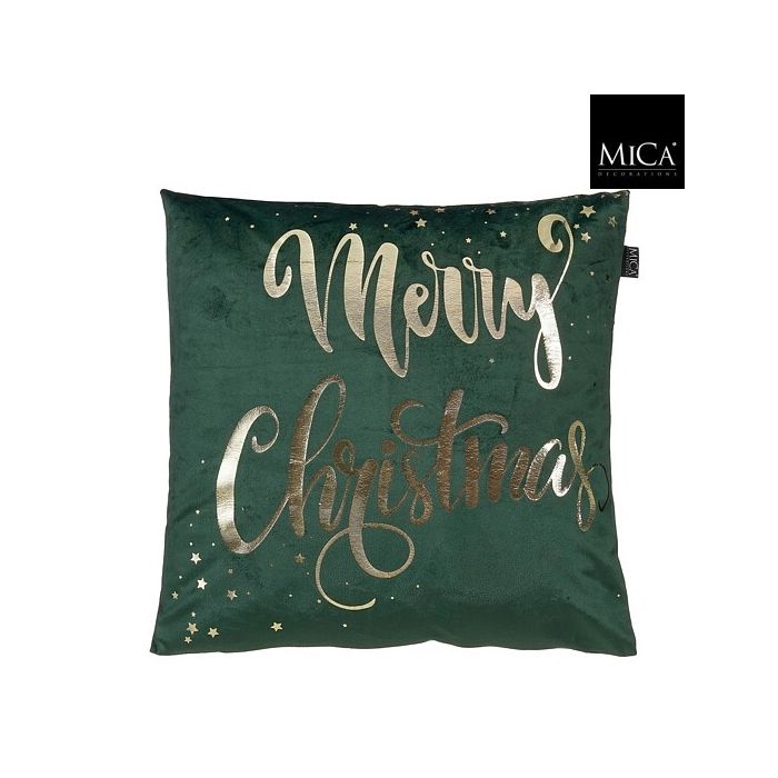 Cuscino natalizio Merry Christmas verde scuro 45 × 45 cm – Mica Decorations