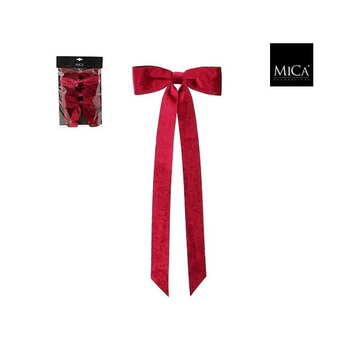 Set 4 fiocchi natalizi in velluto rosso scuro con clip 48 cm – Mica Decorations