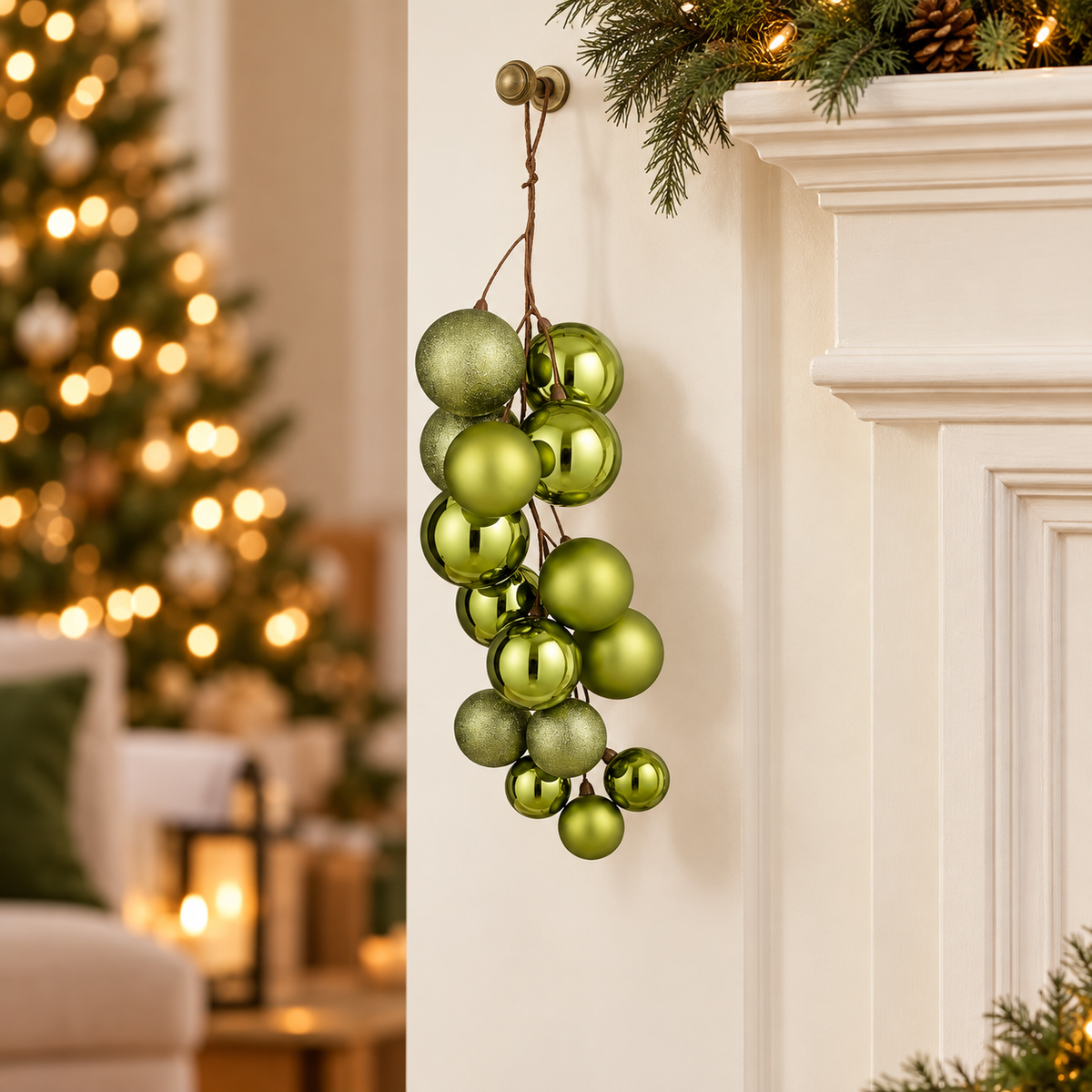 Grappolo natalizio di palline verde scuro 46 cm – Mica Decorations