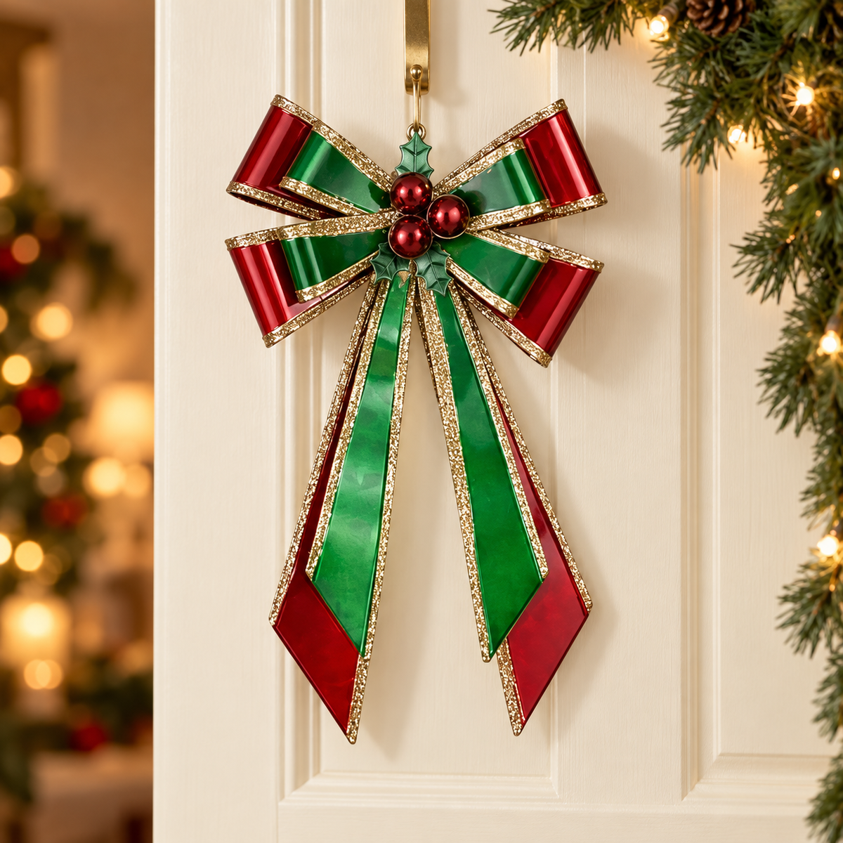 Fiocco natalizio in metallo 33,5 cm, colori assortiti – Mica Decorations