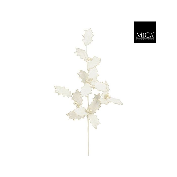 Ramo di agrifoglio natalizio crema glitterato 80 cm – Mica Decorations