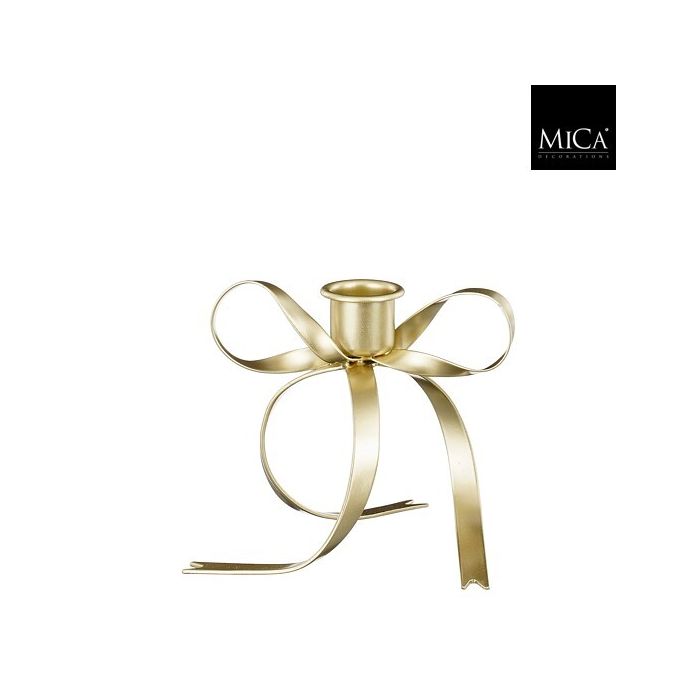 Portacandela natalizio con fiocco dorato 10 cm – Mica Decorations