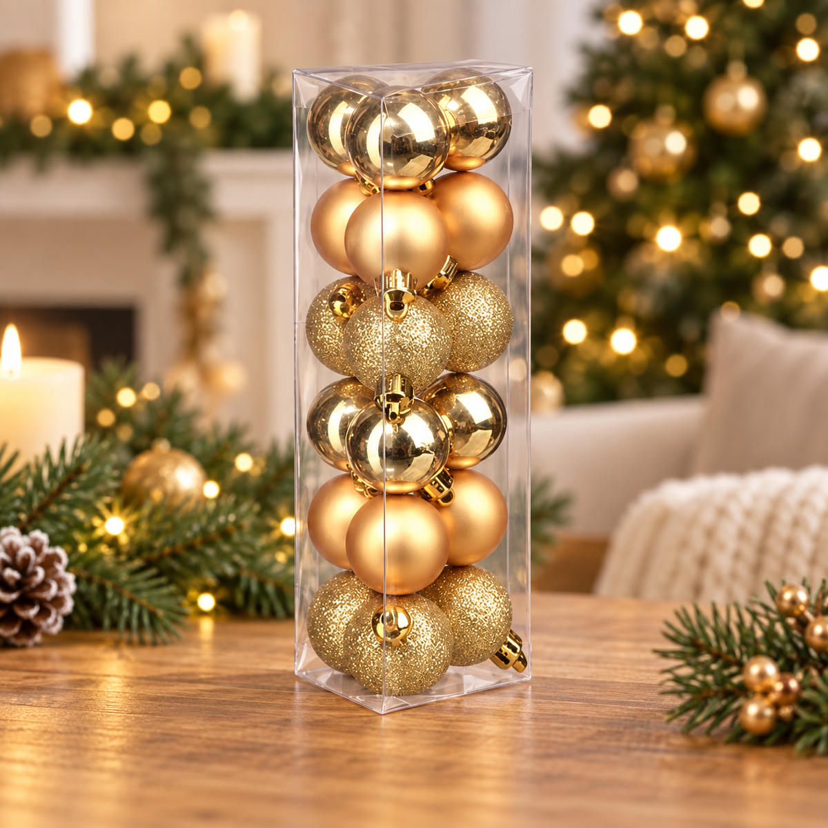 Palline di Natale dorate Ø 3 cm – set da 18