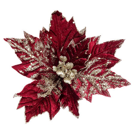 Stella di Natale artificiale rossa e oro con glitter