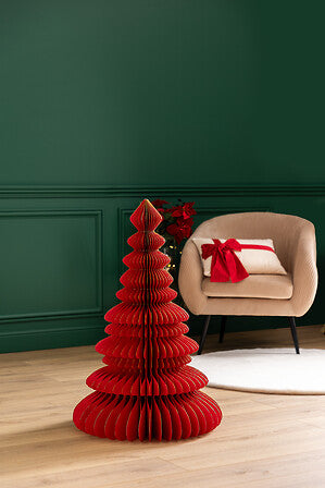 Albero di Natale decorativo in carta rossa 90 cm