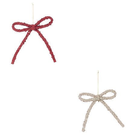Fiocco natalizio con paillettes 17 cm rosso o oro