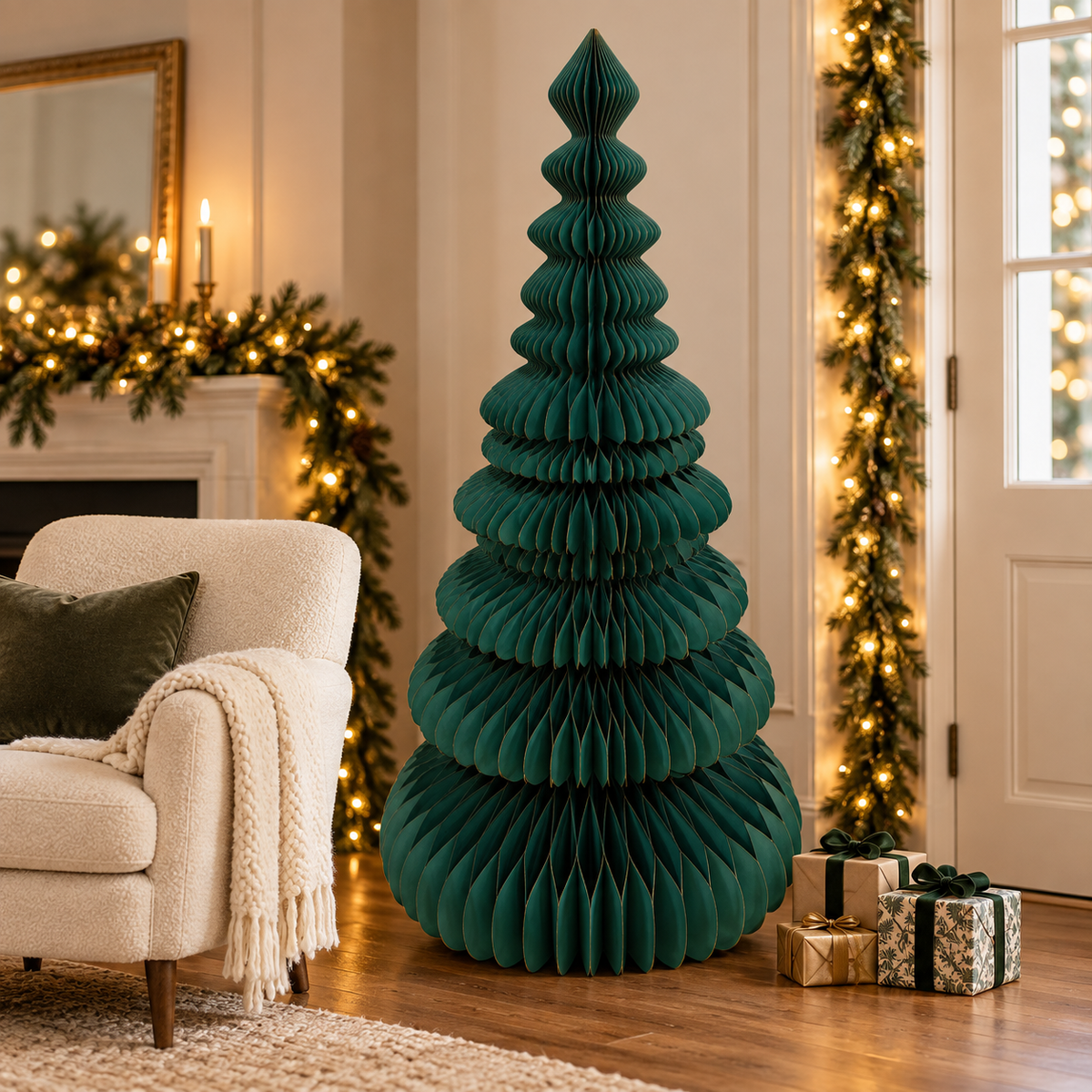 Albero di Natale decorativo in carta verde 180 cm