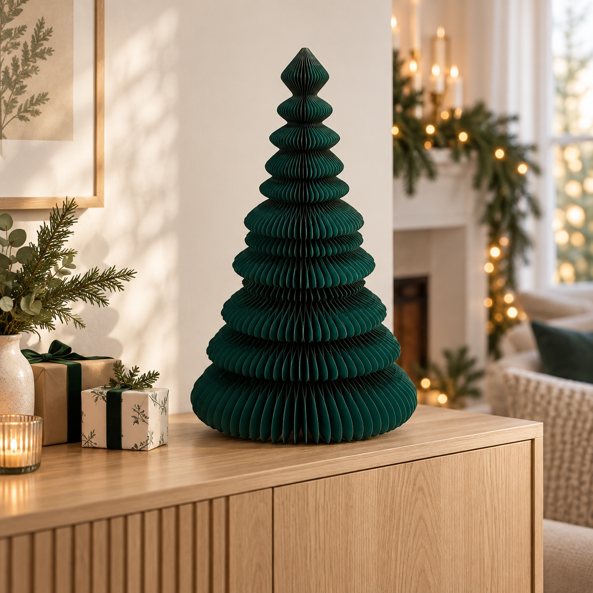 Albero di Natale Kami in carta verde 60 cm