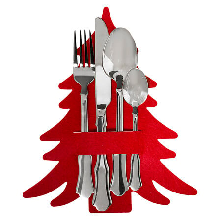 Set 4 portaposate natalizi ad albero rossi – 21 × 25 cm