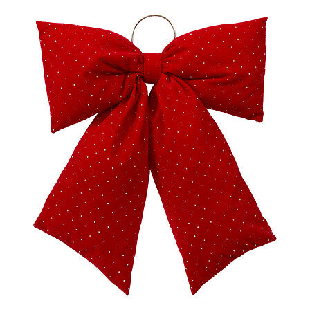 Fiocco natalizio rosso trapuntato con dettagli dorati 46 cm