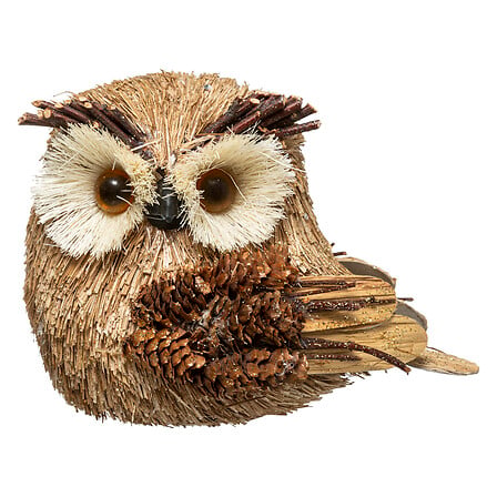 Gufo natalizio decorativo naturale con pigna – 15 cm
