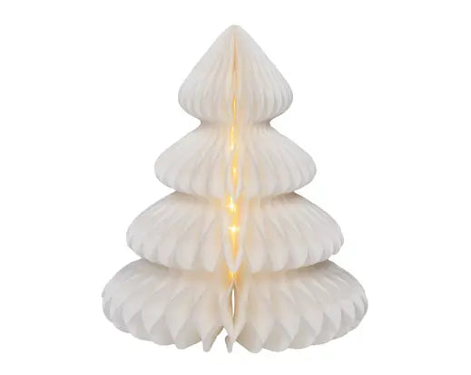 Albero di Natale in carta bianca con 40 micro LED 48 cm