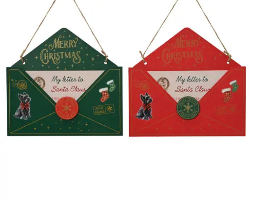 Lettera a Babbo Natale in legno da appendere 20 cm – Kaemingk