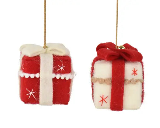 Pacchetto regalo natalizio in lana da appendere 8 cm – Kaemingk