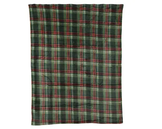 Plaid natalizio tartan verde in flanella 150 × 200 cm – Kaemingk