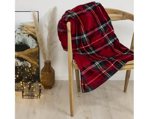 Plaid natalizio tartan rosso in flanella 150 × 200 cm – Kaemingk