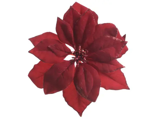 Stella di Natale bordeaux con clip e glitter Ø 24 cm – Kaemingk