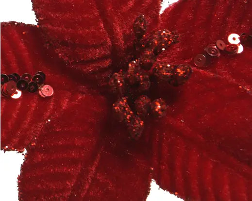 Stella di Natale in velluto con clip Ø 10 cm, colori assortiti – Kaemingk