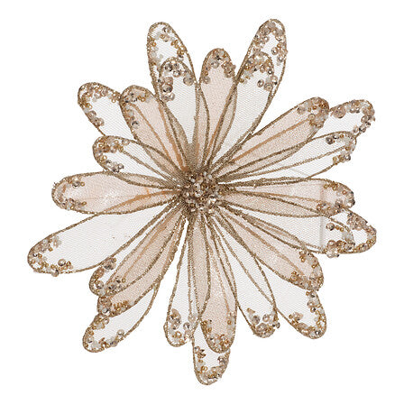 Dalia natalizia dorata decorativa 20 cm con paillettes