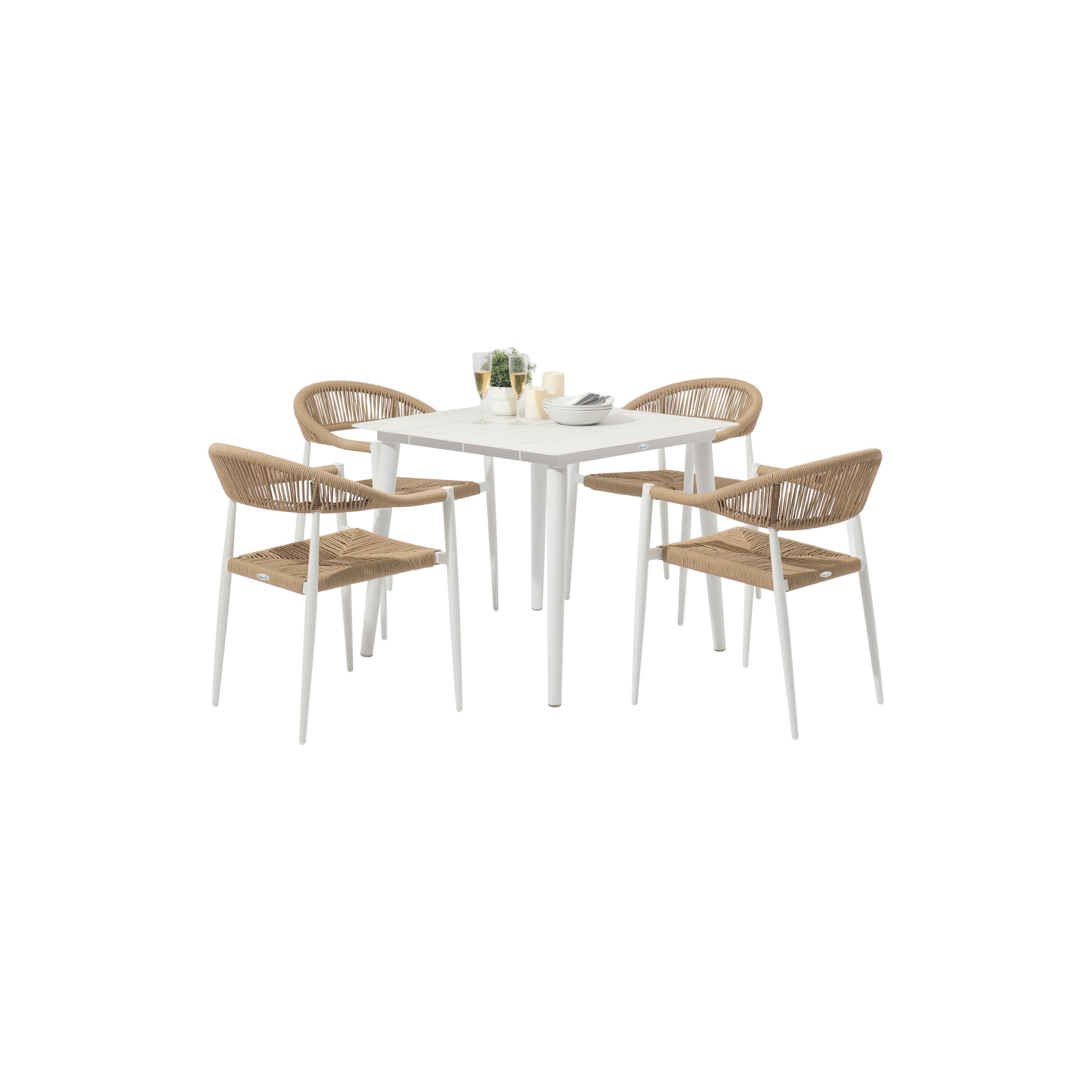 Tavolo da giardino quadrato in alluminio bianco 90x90 cm – Graffe 90