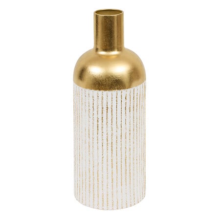 Vaso Mirsa in metallo bianco e oro, altezza 43,5 cm