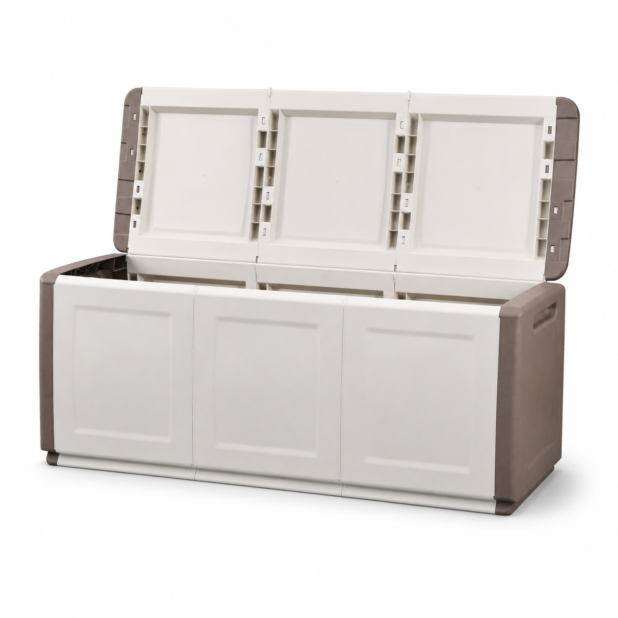 Baule contenitore da esterno in polipropilene tortora/ecrù 330 L 138x53x57 cm – Cube