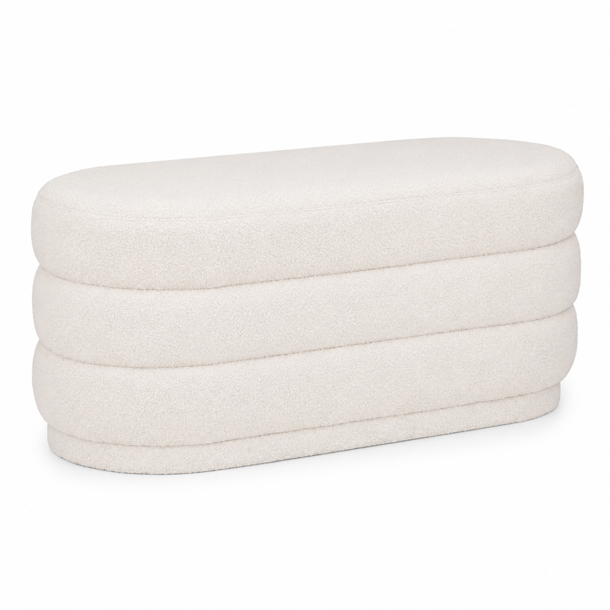 Panca imbottita in tessuto bouclé bianco 100x40 cm – Sinan