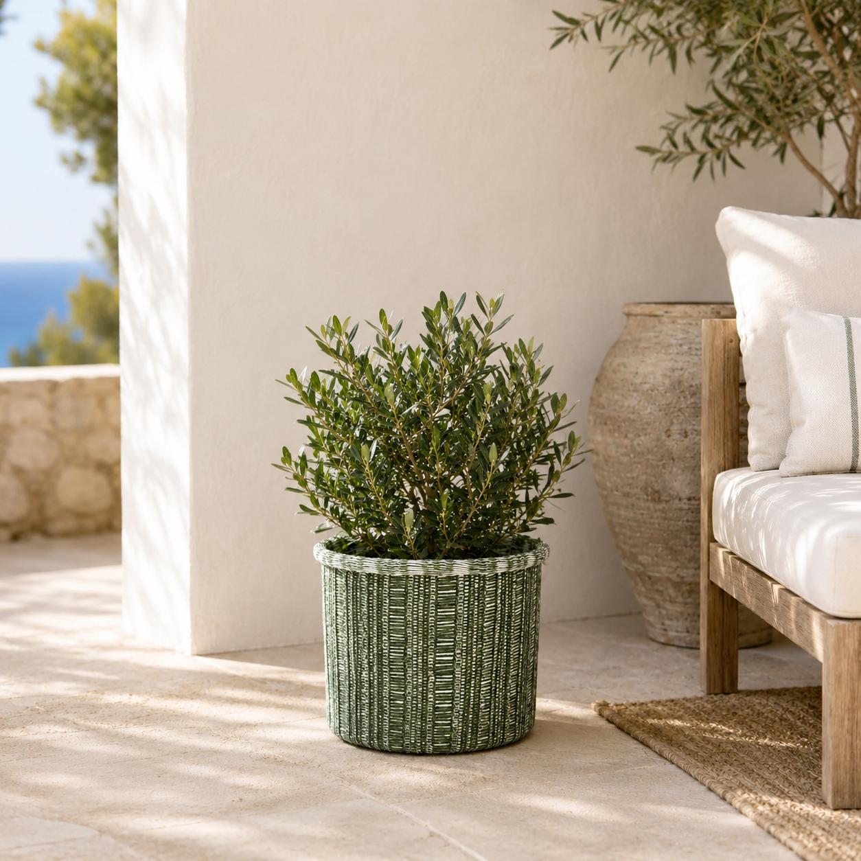 Cesto in rattan intrecciato verde H23xD23cm – Danfield