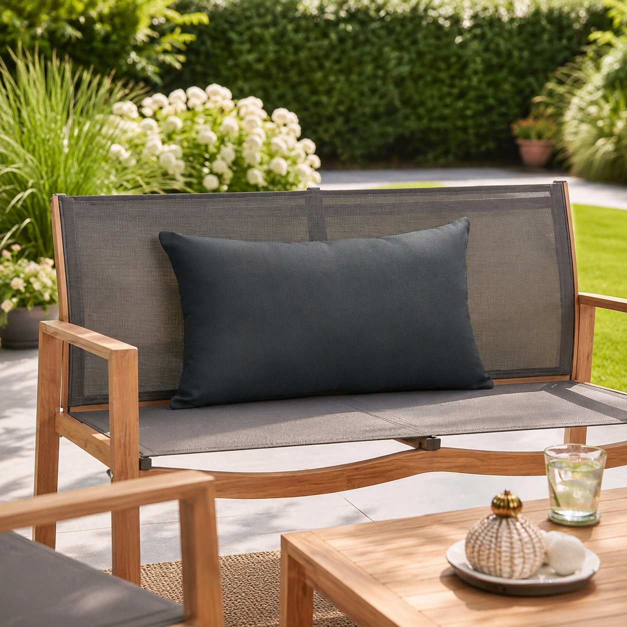 Cuscino da esterno impermeabile e antimacchia 40x60cm – Hawai carbon