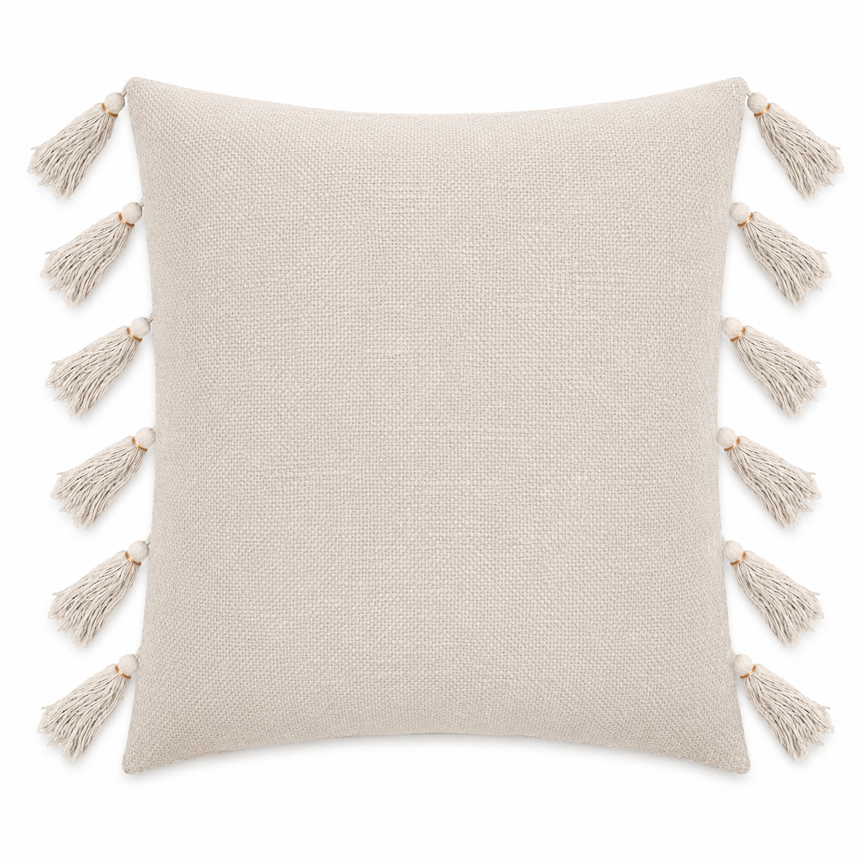 Cuscino decorativo avorio con nappe e perline in legno 50x50 cm – Gypsy