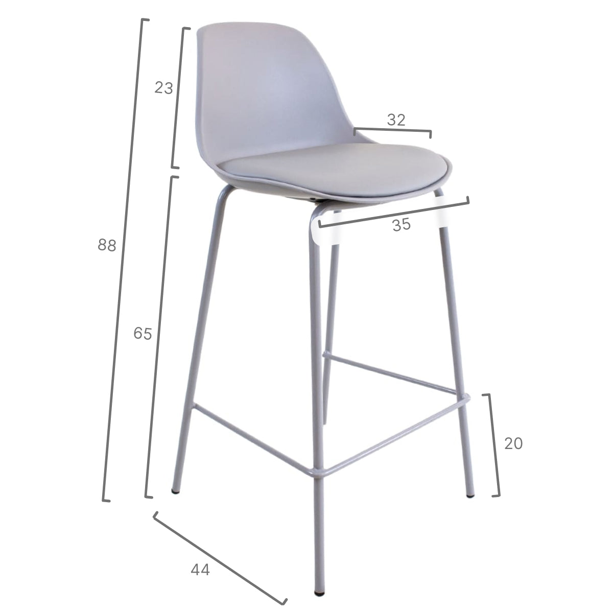 Sgabello Flora Grigio