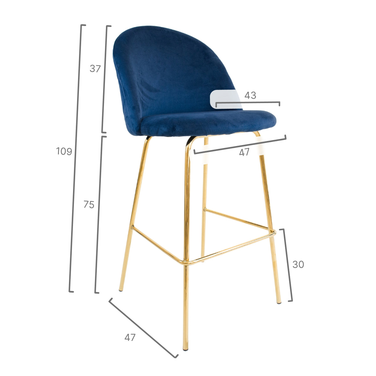 Sgabello Melanie Blu Marino