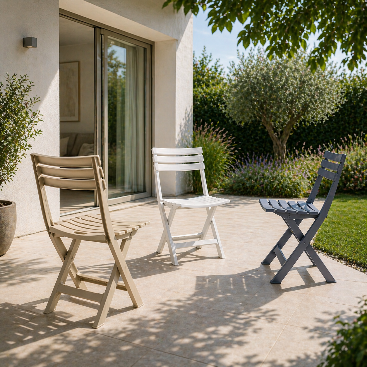 Sedia da giardino pieghevole a listelli blu – Windy
