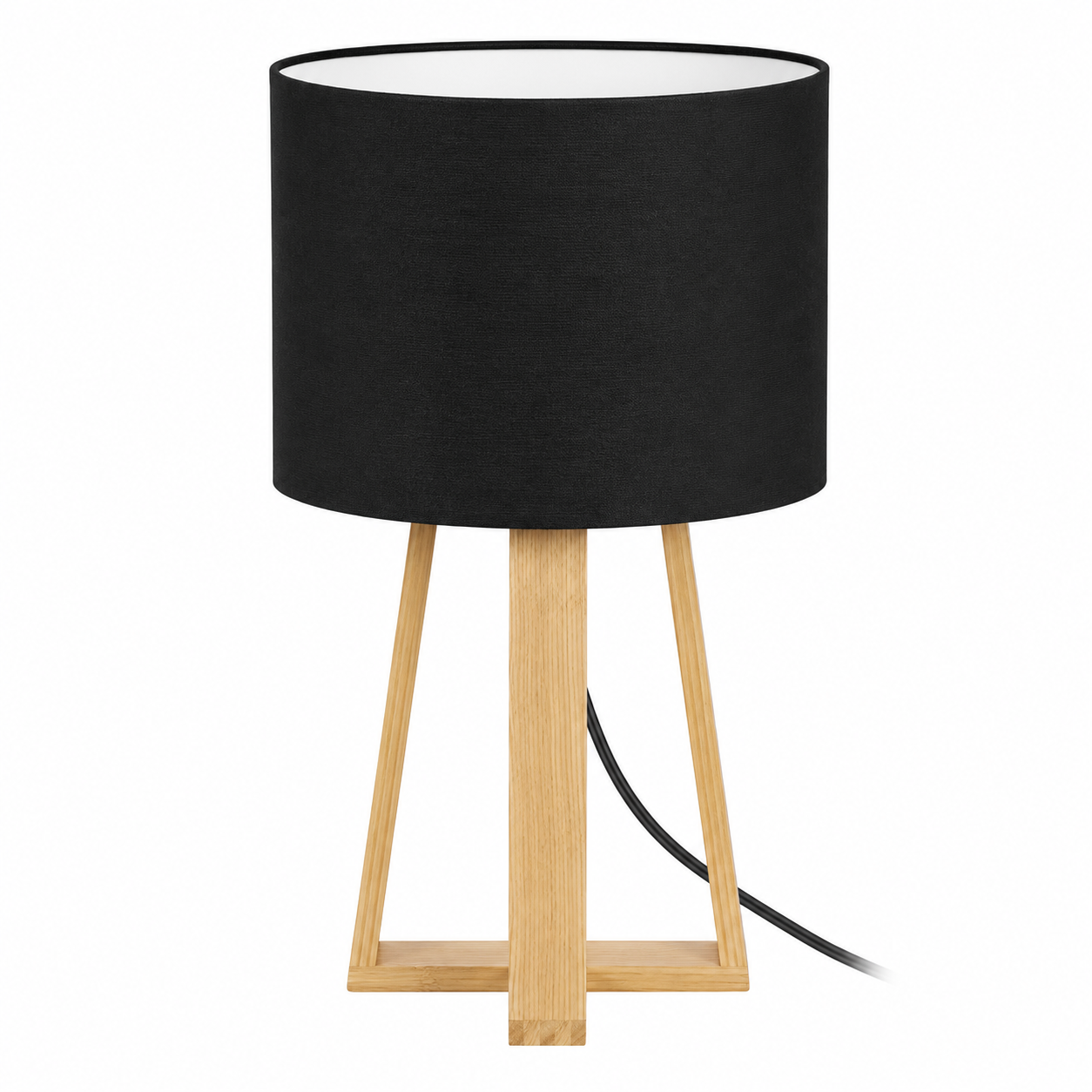Lampada da tavolo in pino e cotone nero H34,5 cm – Molu