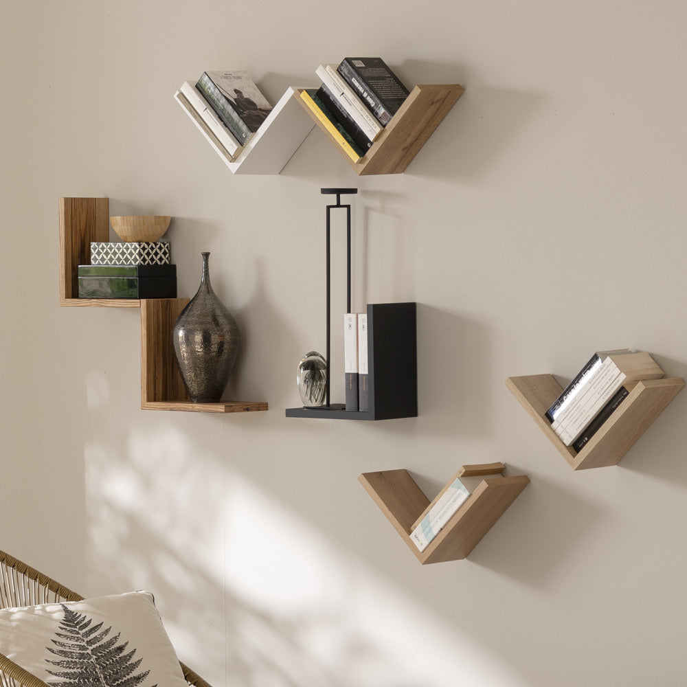 Mensola a parete a V effetto rovere Wotan 25x25 cm – Ali