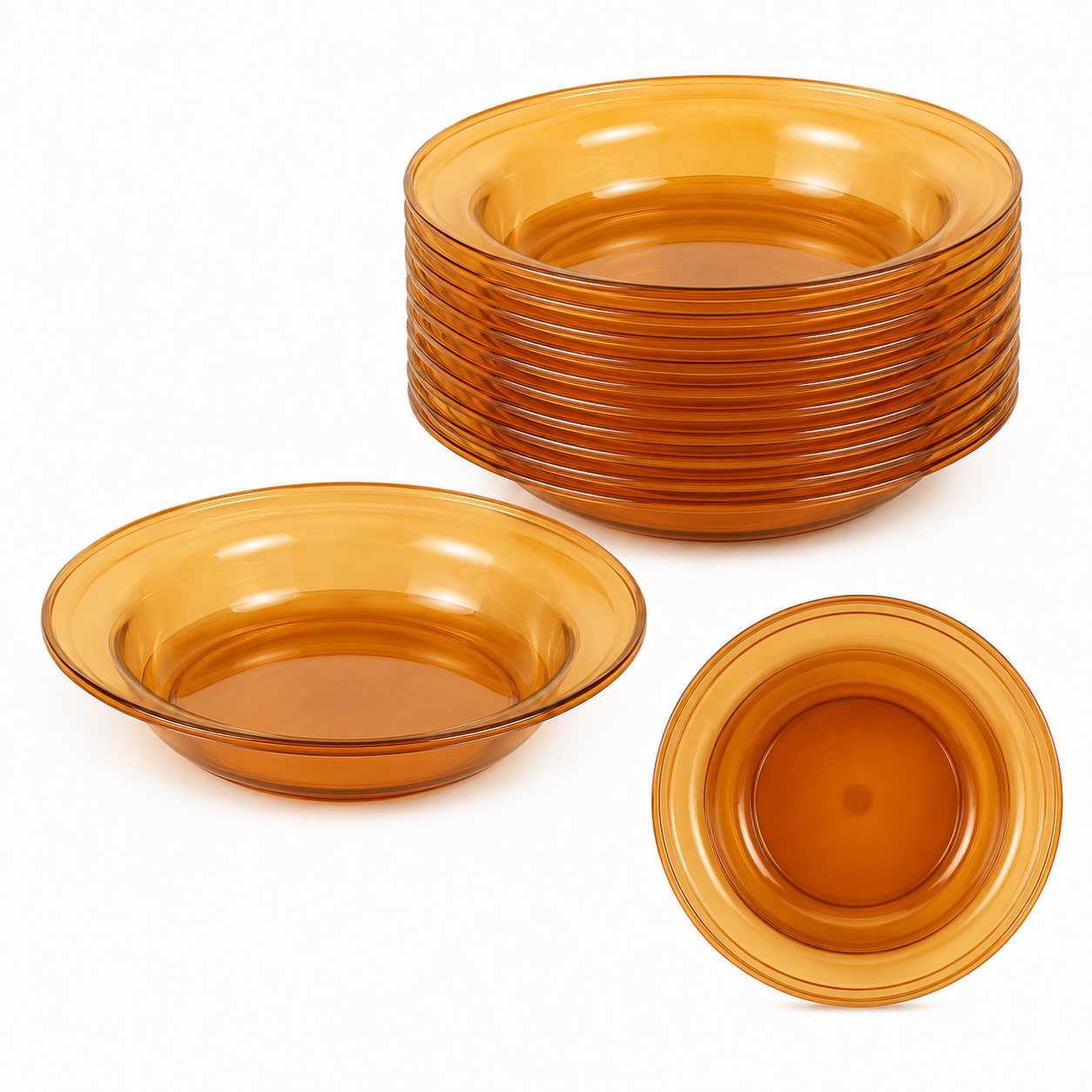 Piatto fondo in polistirene arancio Ø23 cm impilabile – Party