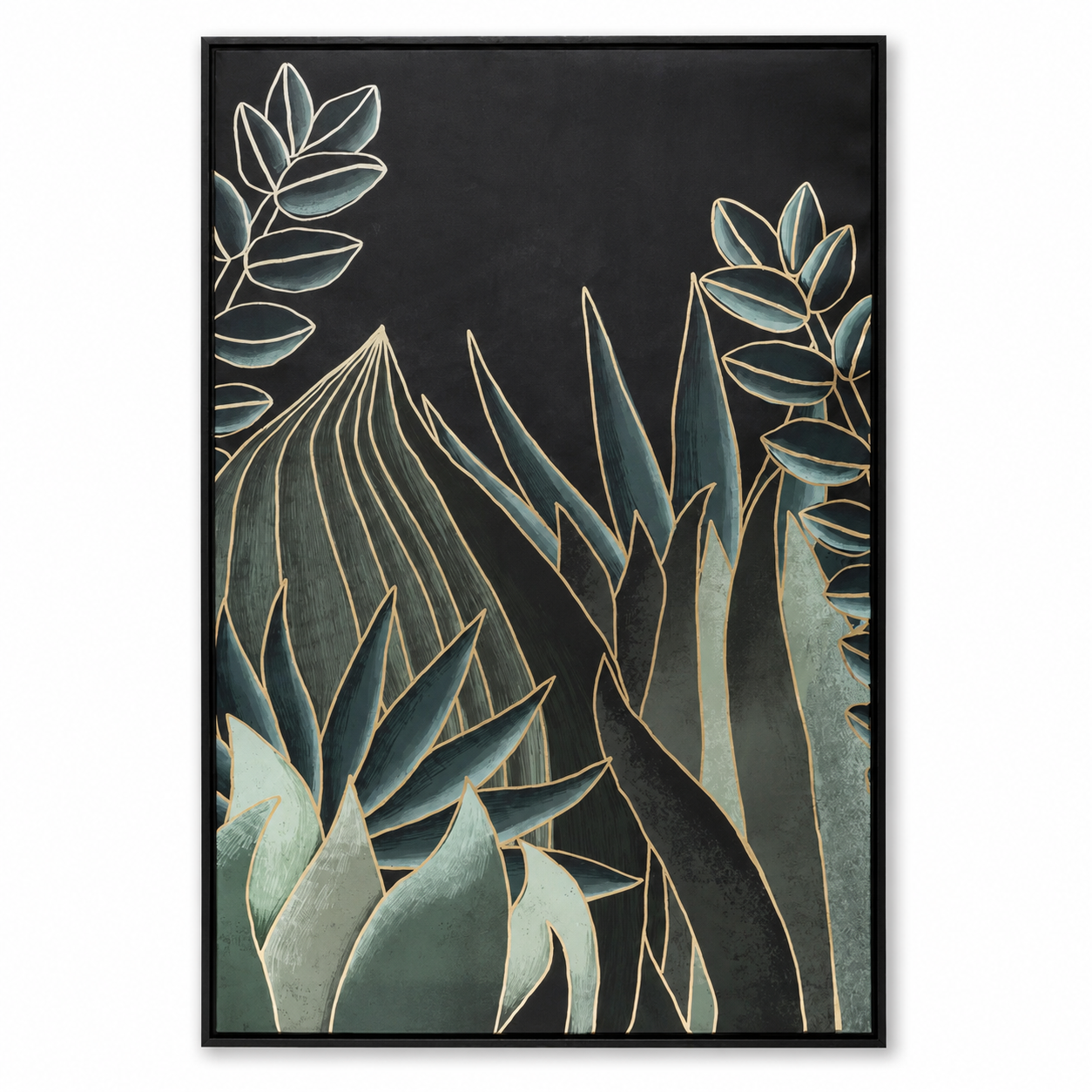 Tela decorativa jungle con effetto foil incorniciata – Selva