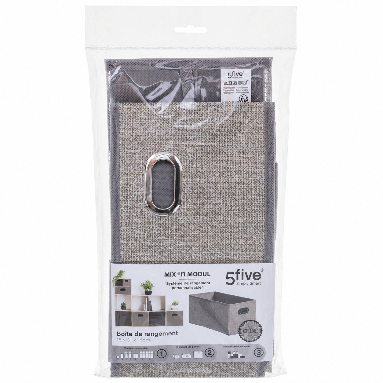 Contenitore portaoggetti rettangolare beige chiné 31x15 cm – Mix'n Modul